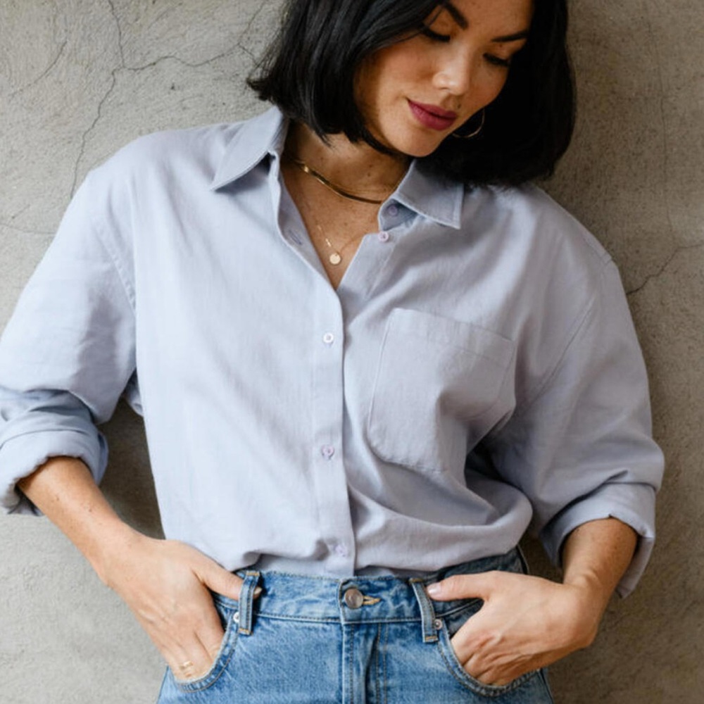 Able  Harris oversized  button up shirt blue